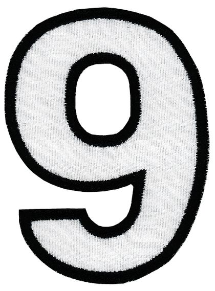 Nažehľovacie vyšívané čísla – deviatka biela výška 8 cm